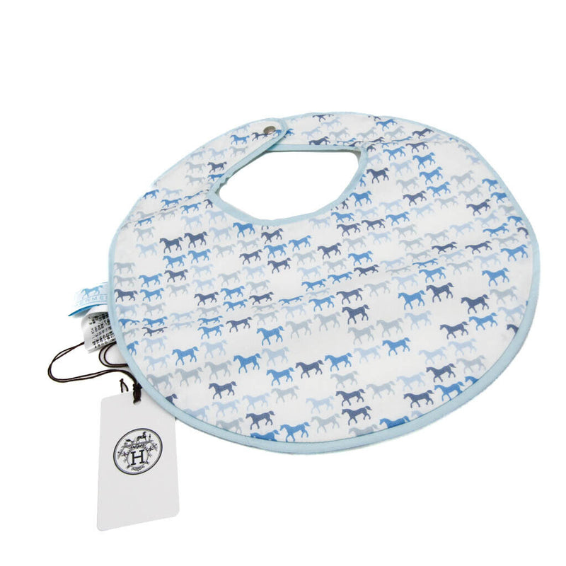 Hermes Cotton Others Blue White Baby Bib