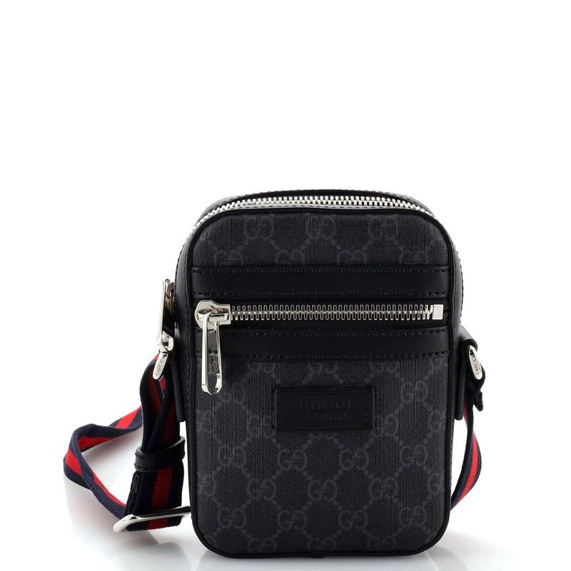 Gucci Web Strap Front Zip Messenger Bag