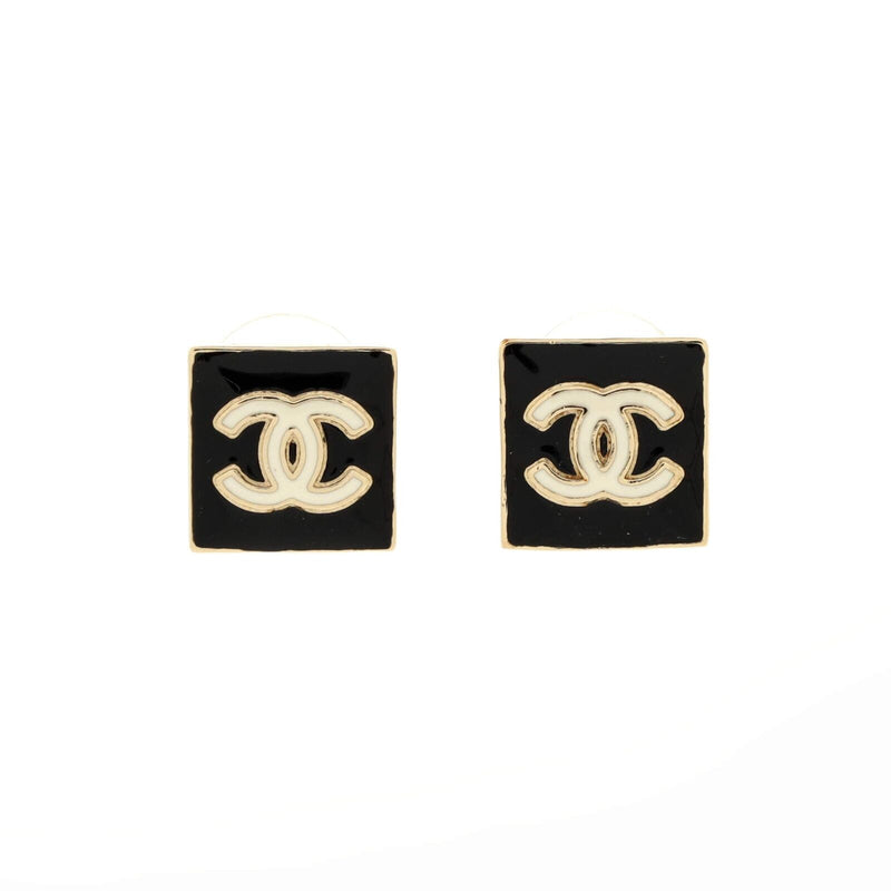 Chanel Cc Square Stud Earrings Metal