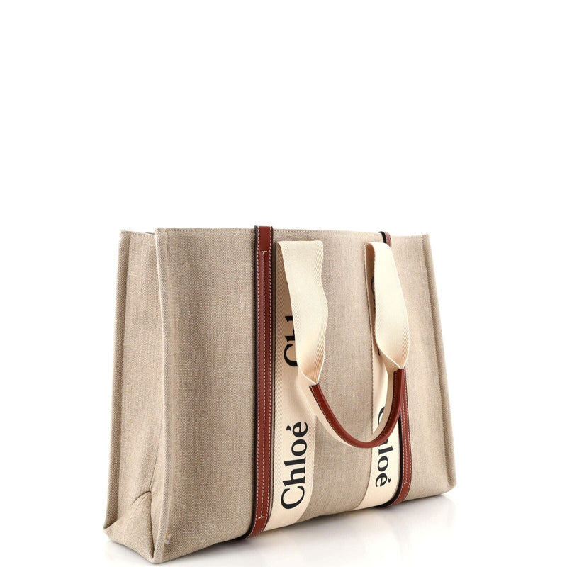 Chloe Woody Tote Canvas With Leather