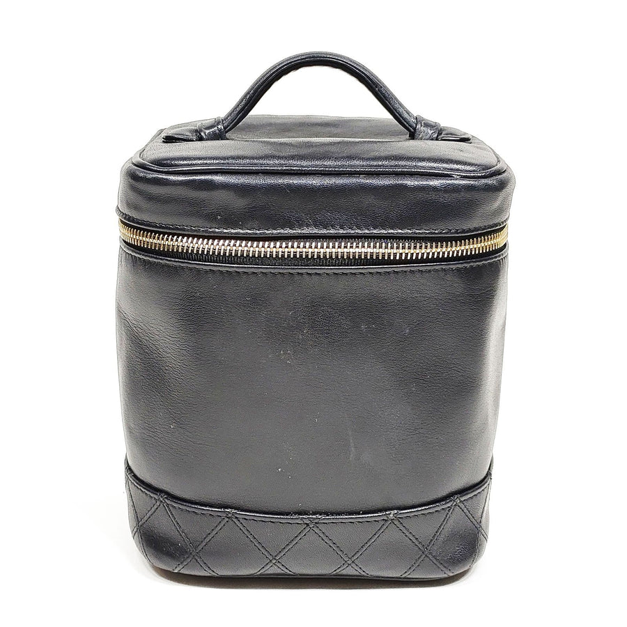 Chanel Vanity Bag Black Leather