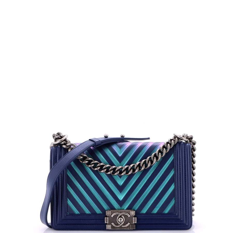 Chanel Boy Flap Bag Chevron Painted
