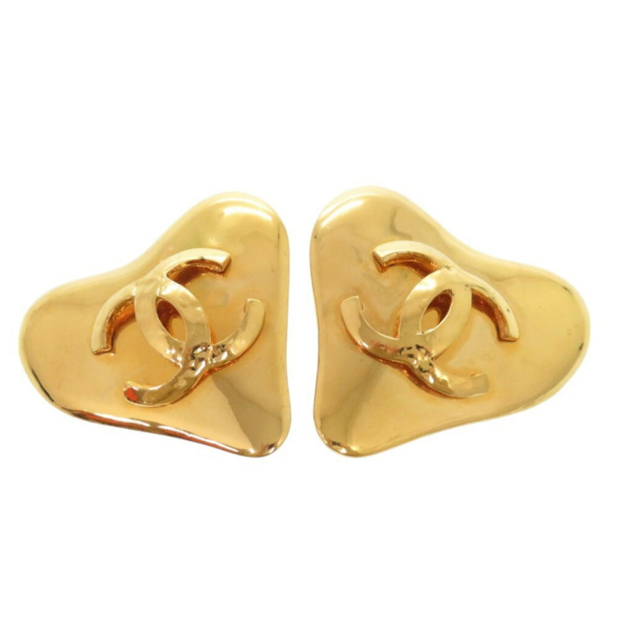 Chanel Cc Logo Heart Clip-On Earrings