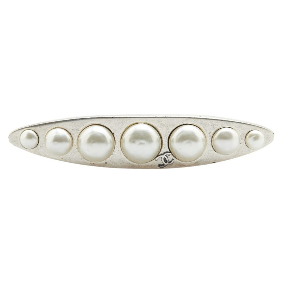 Chanel Cc Logo Brooch Silver-Tone Metal