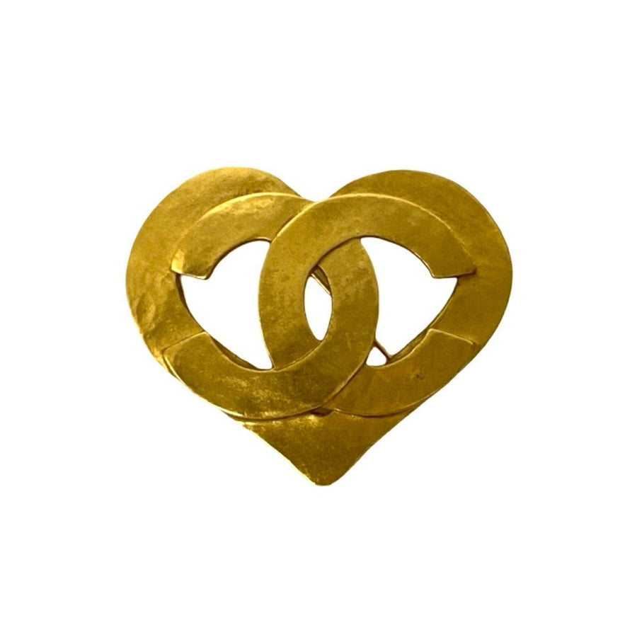 Chanel Cc Logo Heart Brooch Metal