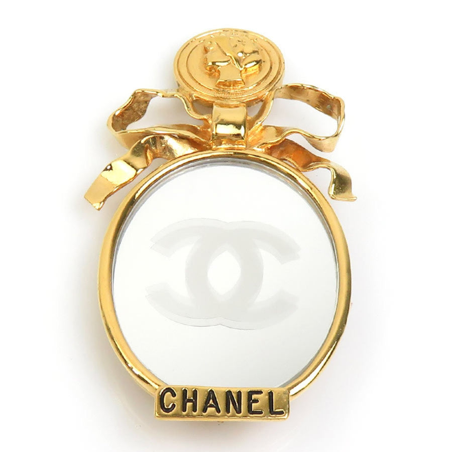 Chanel Cc Logo Brooch Gold-Tone Metal