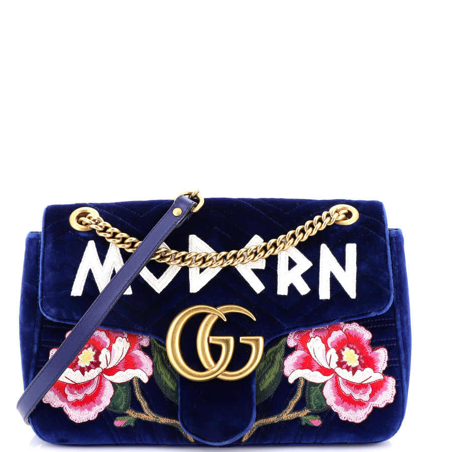 Gucci Gg Marmont Flap Bag Embroidered