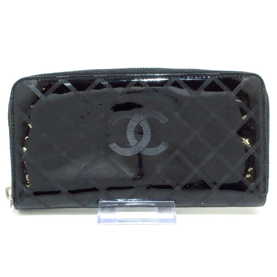 Chanel Long Wallet Black Patent Leather