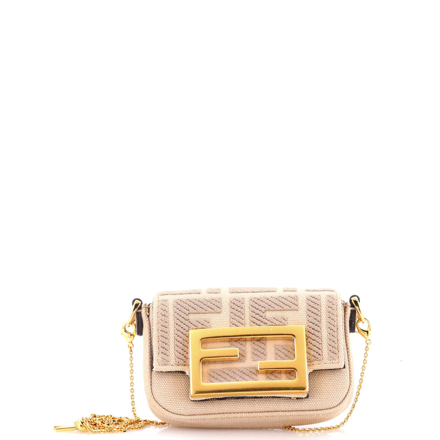Fendi Chain Baguette Charm Bag Zucca