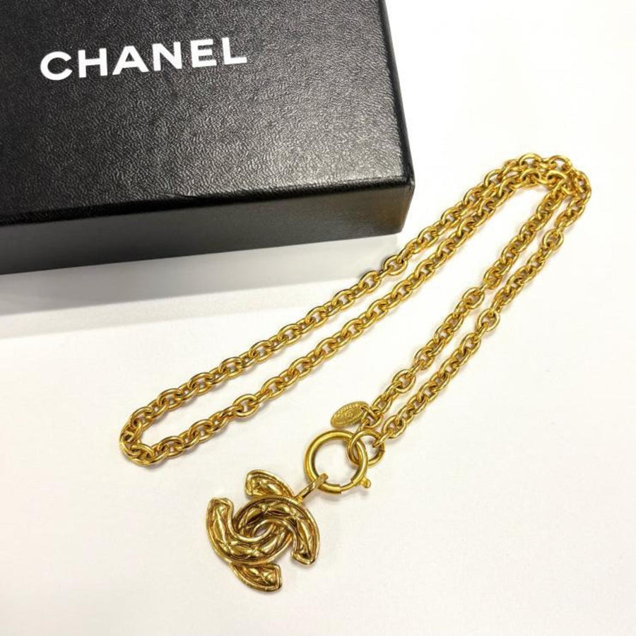 Chanel Cc Logo Pendant Necklace Metal