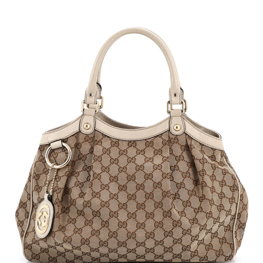 Gucci Sukey Tote Gg Canvas With Leather