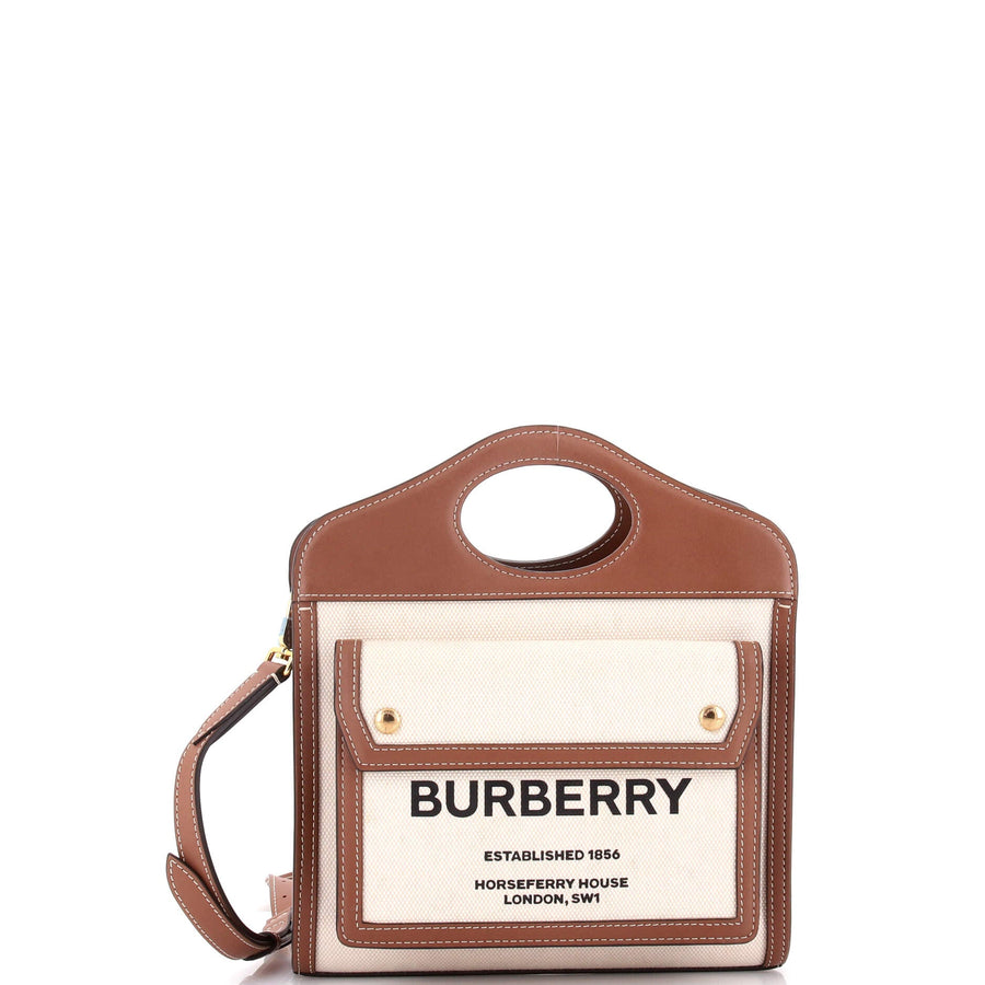 Burberry Logo Pocket Tote Canvas With