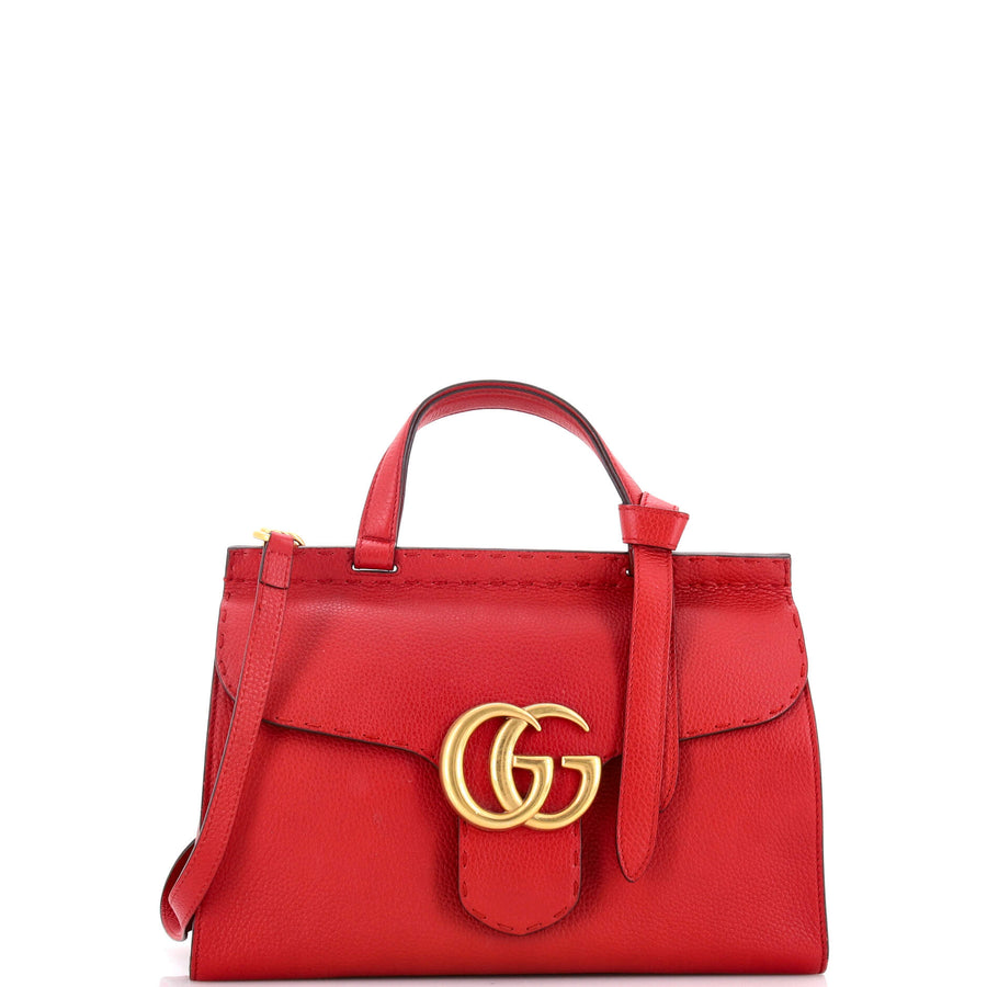 Gucci Gg Marmont Top Handle Bag Leather