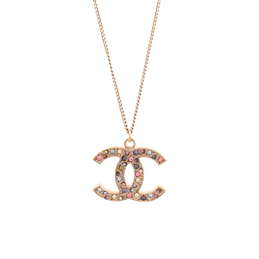 Chanel Rainbow Cc Pendant Necklace Metal