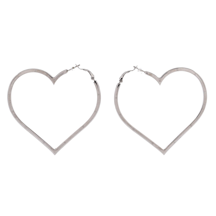 Chanel Cc Heart Hoop Earrings Metal