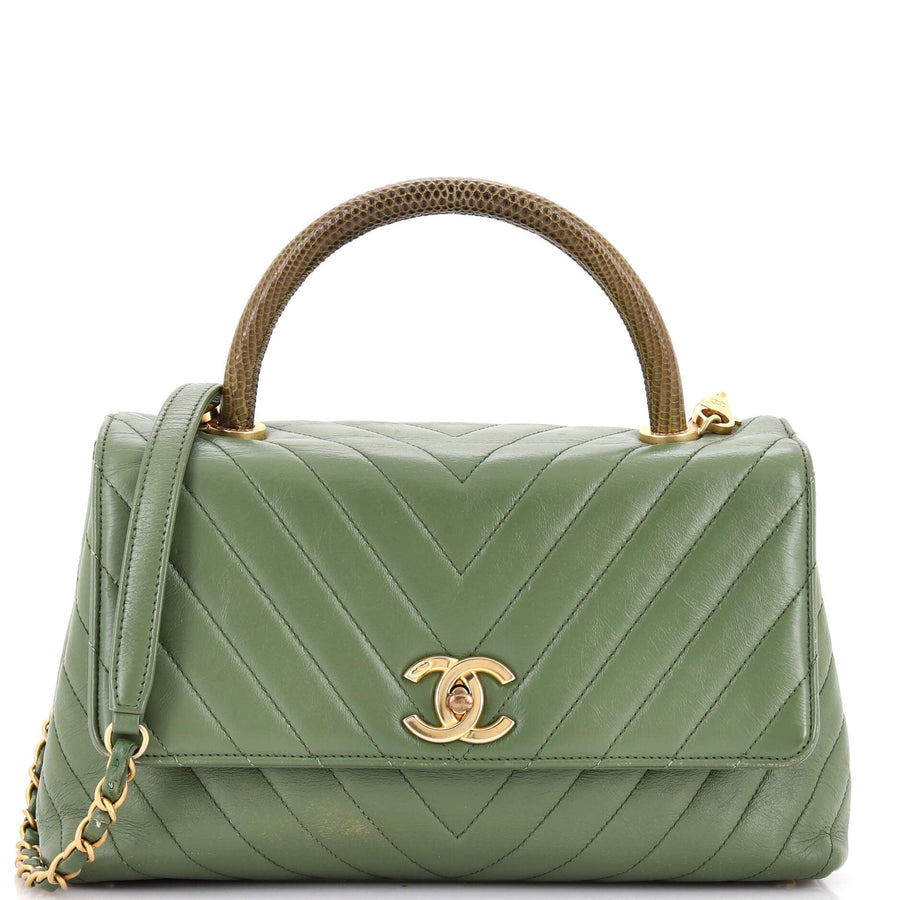 Chanel Coco Top Handle Bag Chevron