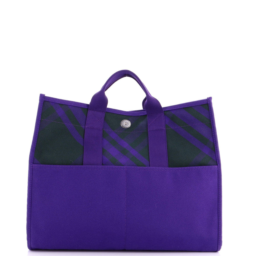 Burberry Open Shopper Tote Check Canvas