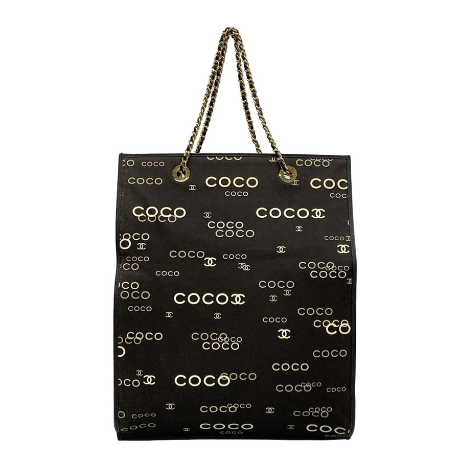 Chanel Tote Bag Black White Light Gray