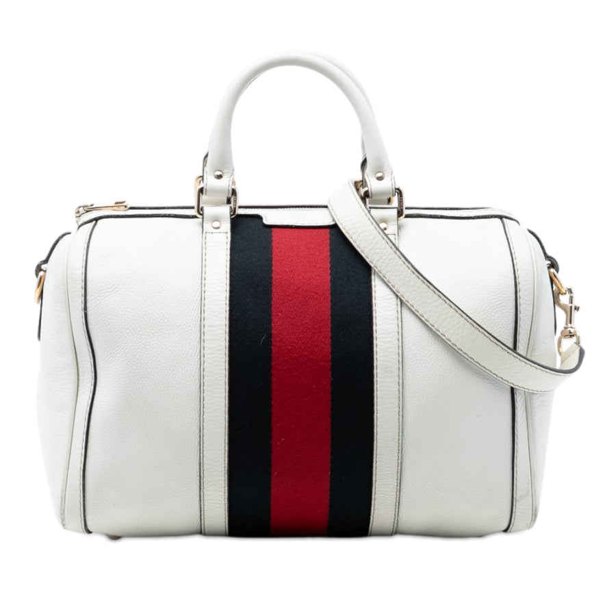 Gucci Vintage Web Boston Bag Leather