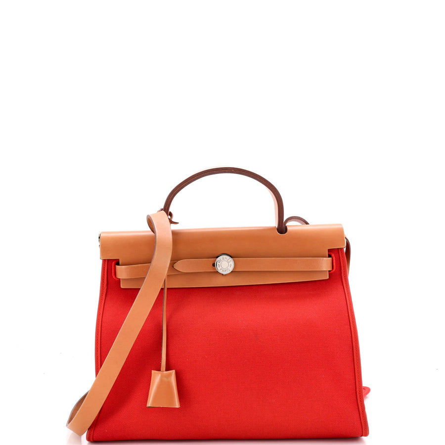 Hermes Herbag Zip Leather And Toile 31