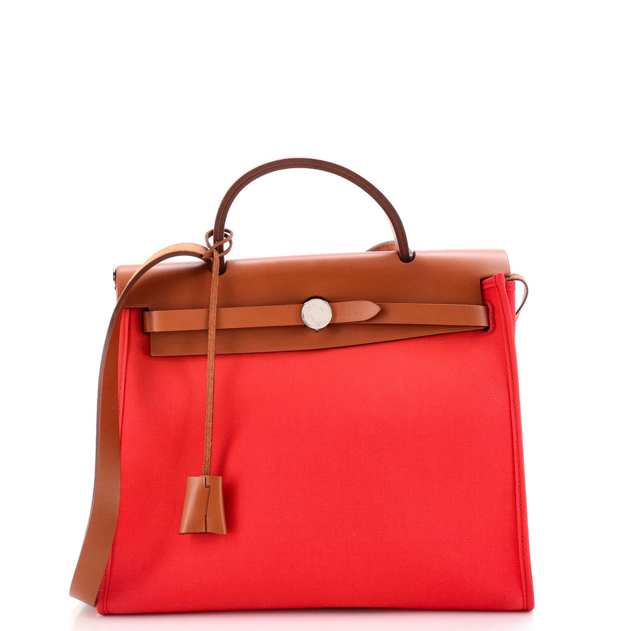Hermes Herbag Zip Leather And Toile 31