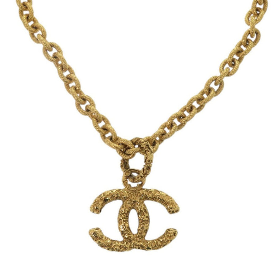 Chanel Cc Logo Pendant Necklace Gold-