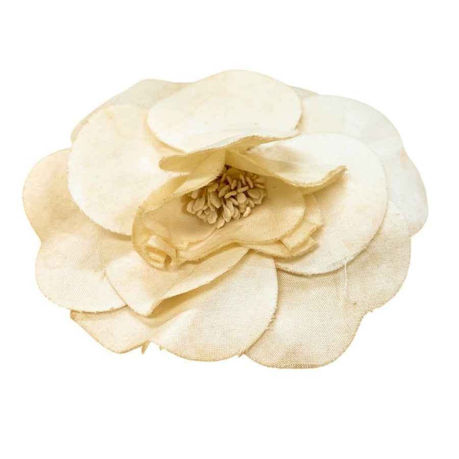 Chanel Camellia Brooch Cotton Ivory
