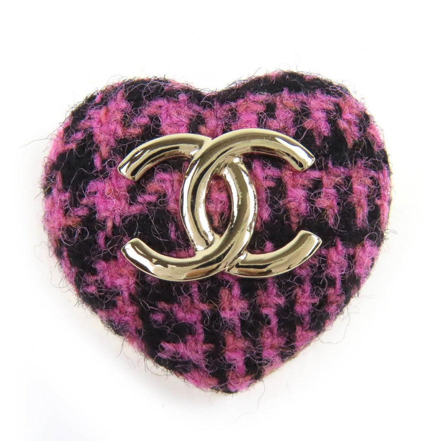 Chanel Cc Logo Heart Brooch Metal