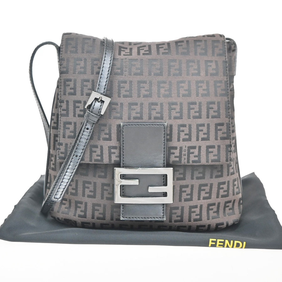Fendi Logo Zucchino Pattern Shoulder Bag