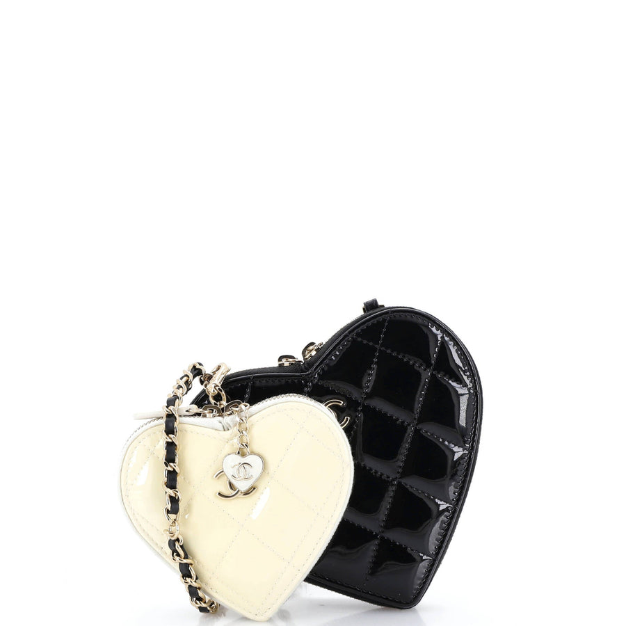 Chanel Double Heart Clutch With Chain