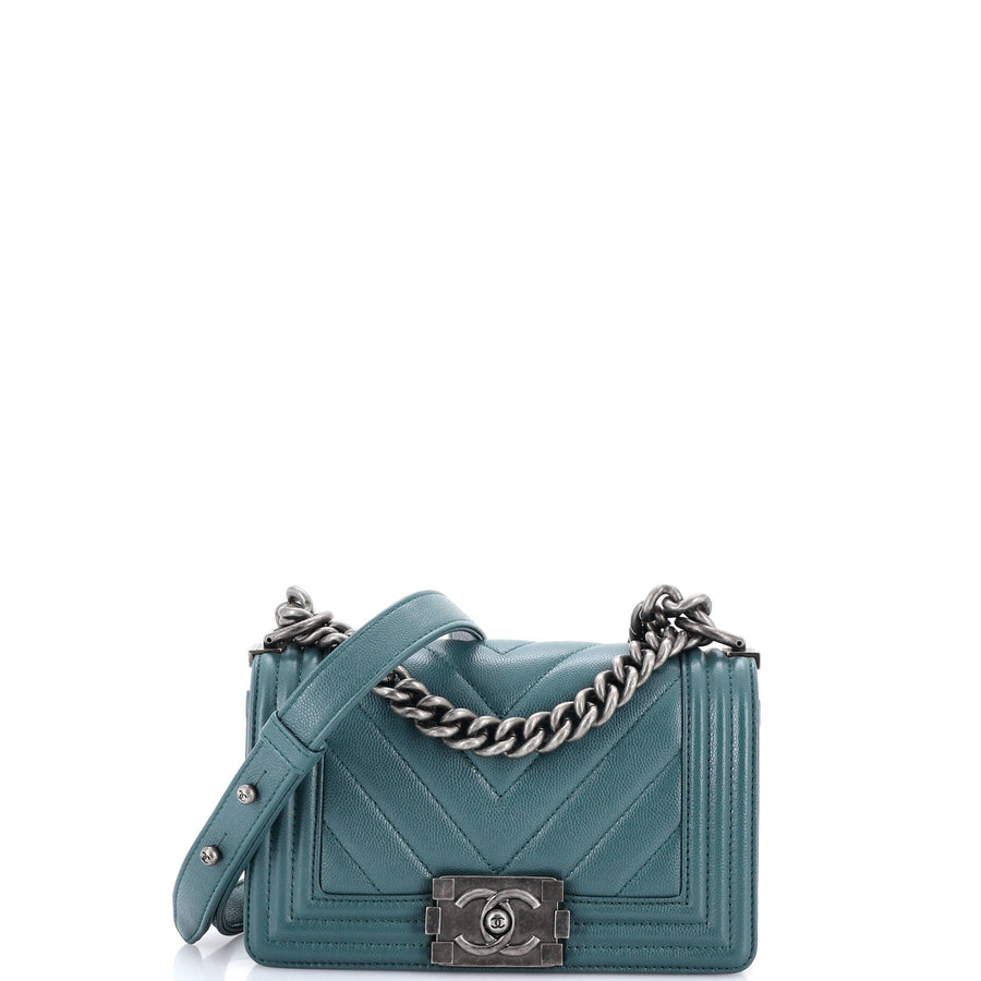 Chanel Boy Flap Bag Chevron Caviar Small