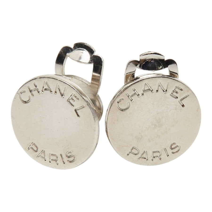 Chanel Earrings Logo Silver-Tone Metal