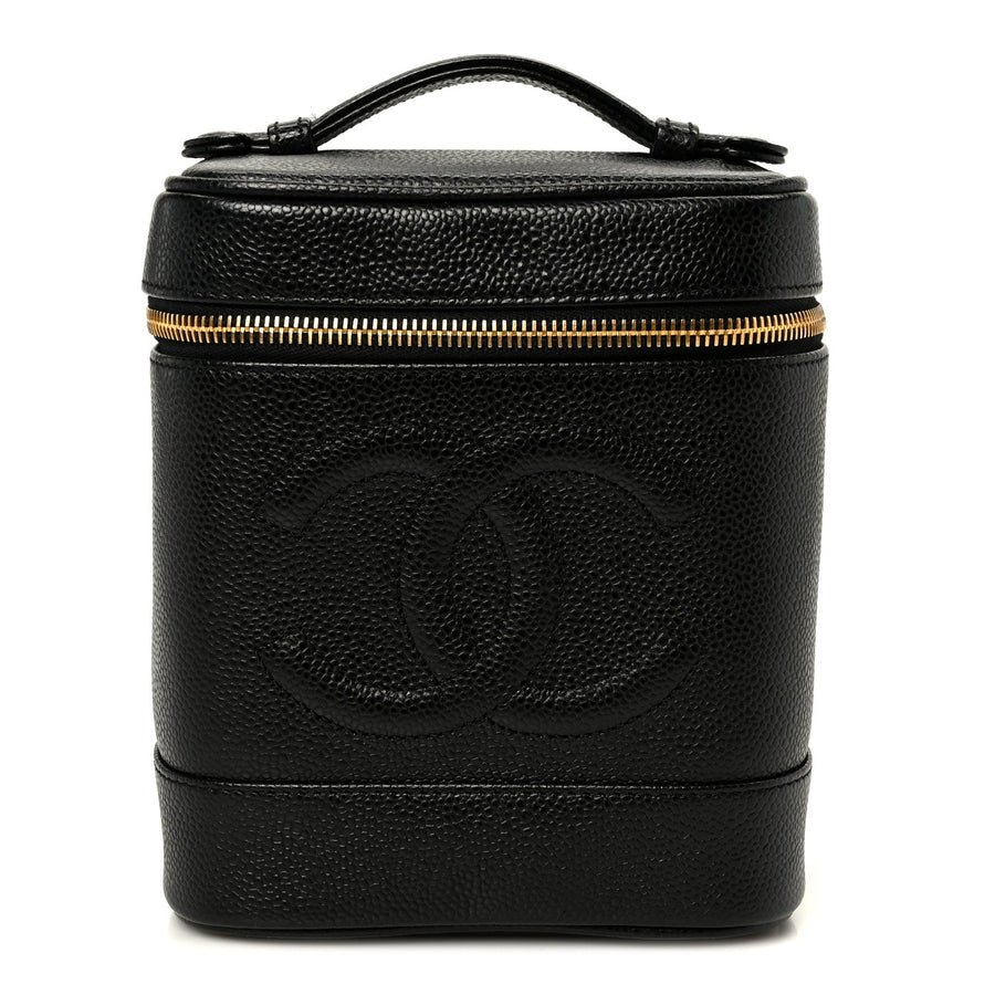 Chanel Caviar Vanity Cosmetic Case Black