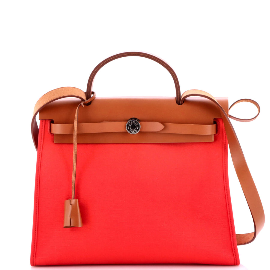 Hermes Herbag Zip Leather And Toile 31
