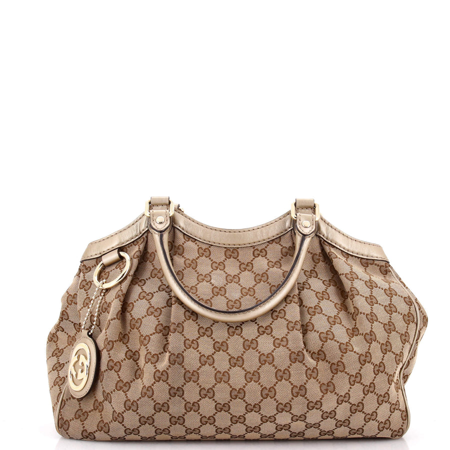 Gucci Sukey Tote Gg Canvas With Leather
