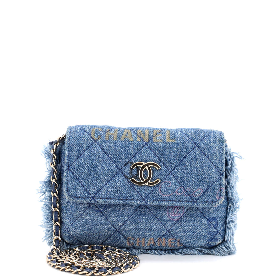 Chanel Denim Mood Flap Clutch With Chain