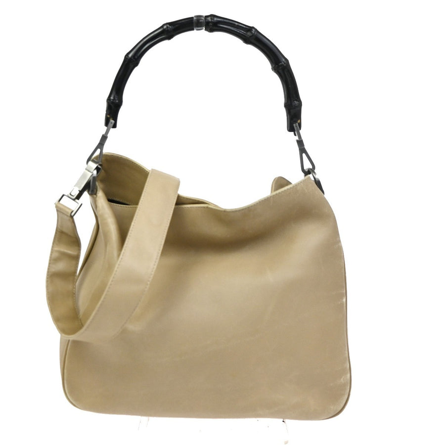 Gucci Logo Bamboo 2Way Shoulder Hand Bag