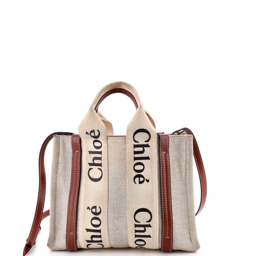 Chloe Woody Convertible Tote Canvas With