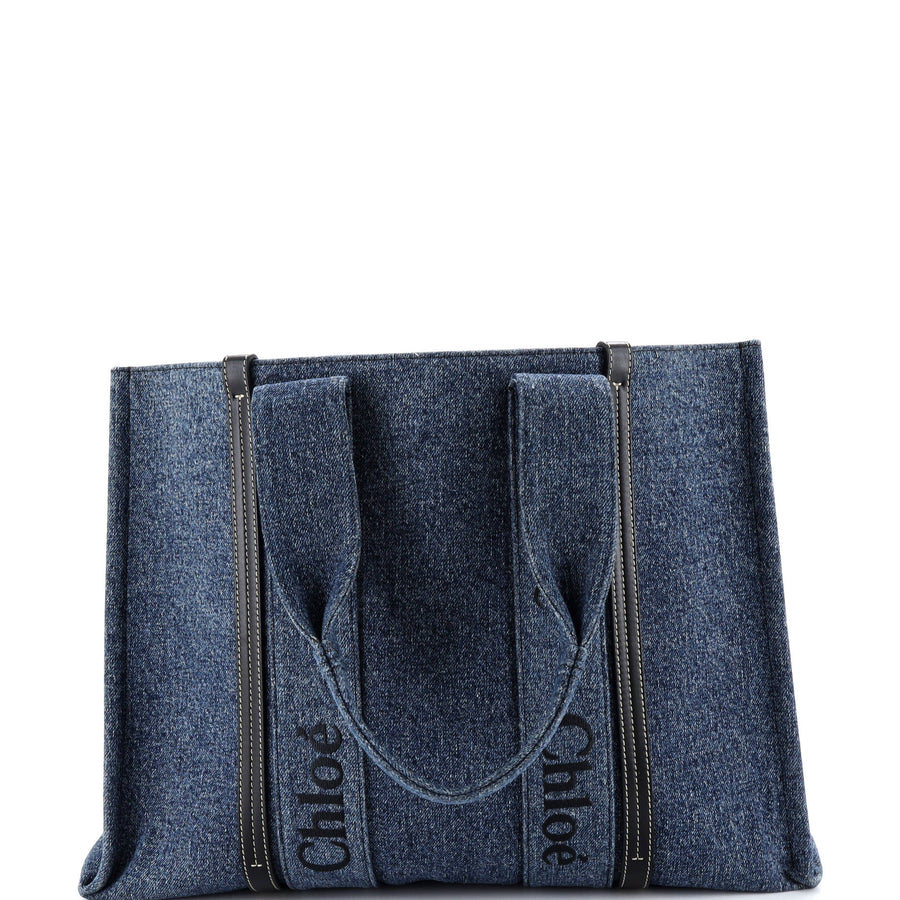 Chloe Woody Tote Canvas With Leather