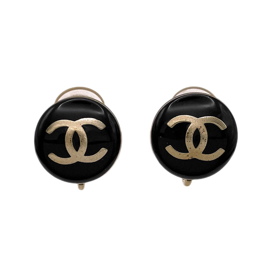 Chanel Cc Logo Round Clip-On Earrings