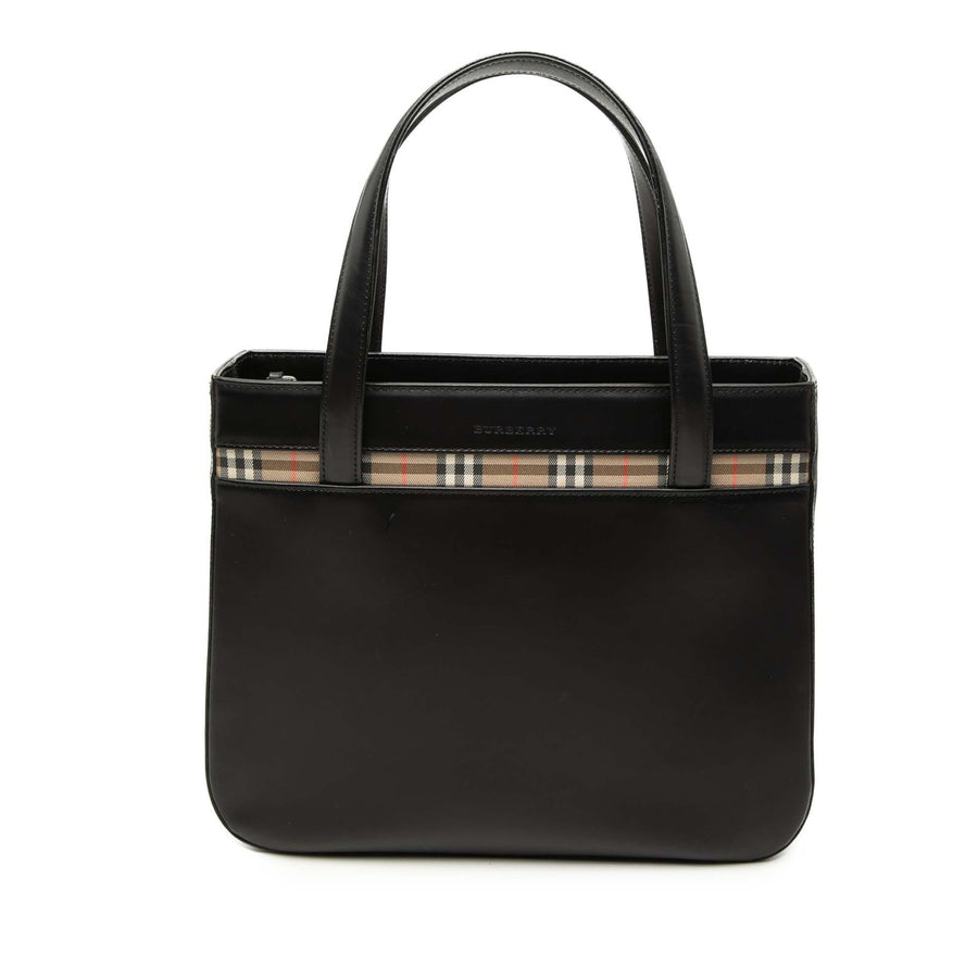 Burberry House Check Trimmed Leather