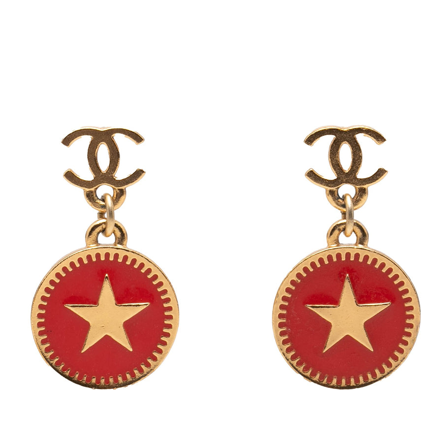 Chanel Cc Gold Plated Enamel Star