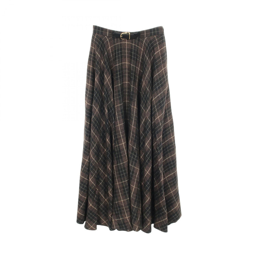 Celine Flannel Check Skirt Rayon Wool
