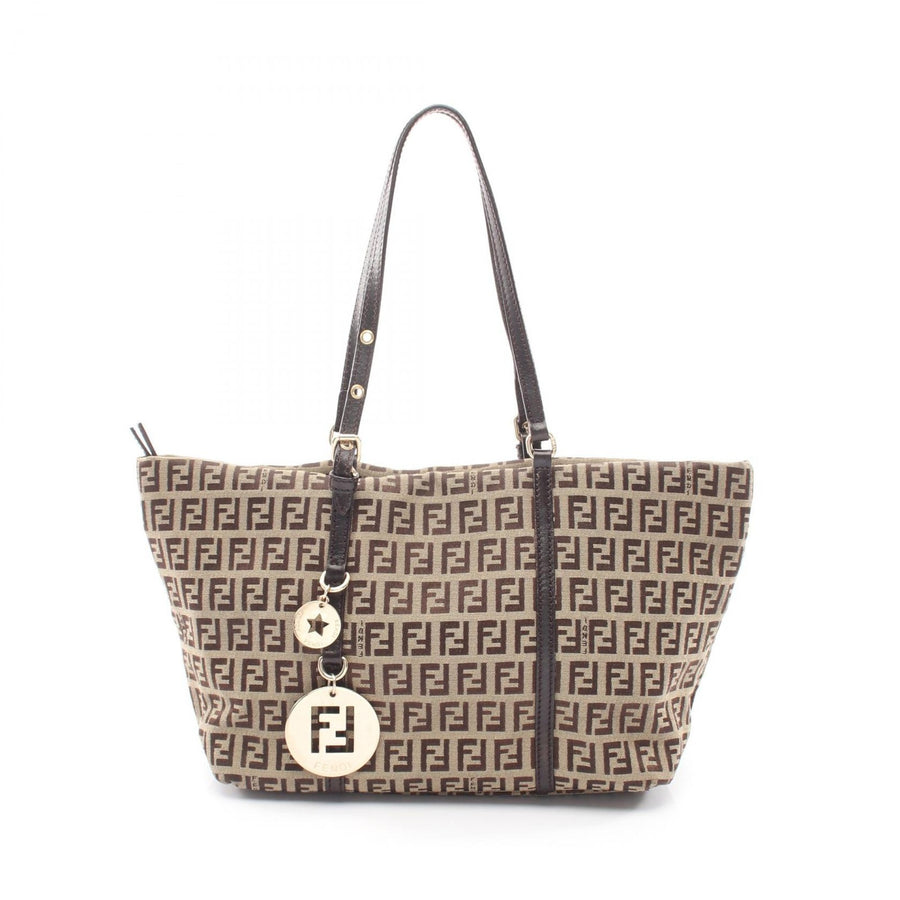 Fendi Zucchino Tote Bag Canvas Leather