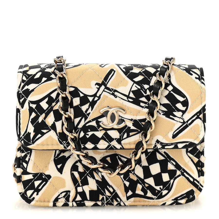Chanel Canvas Check Flag Printed Cc