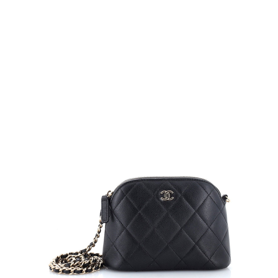 Chanel Cc Dome Zip Clutch With Chain