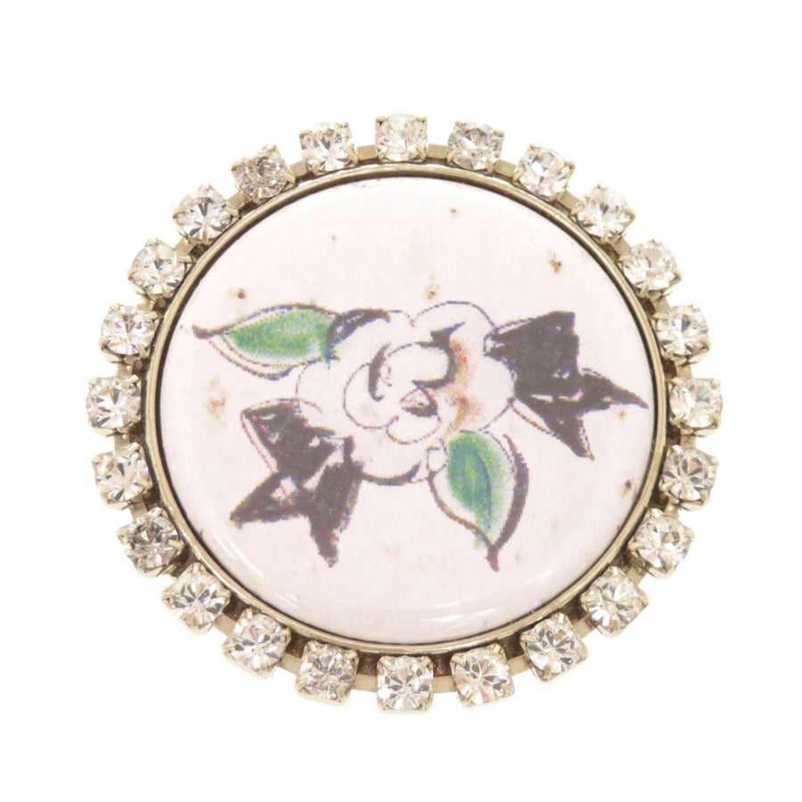 Chanel Brooch Metal And Rhinestone White