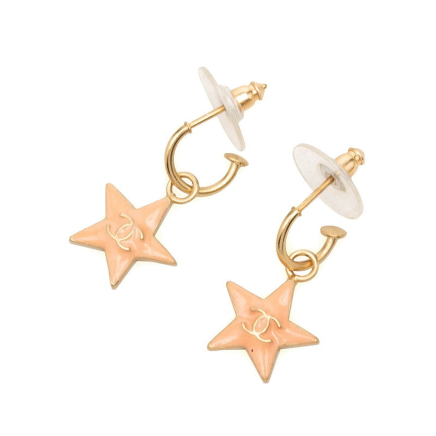Chanel Cc Logo Star Earrings Metal