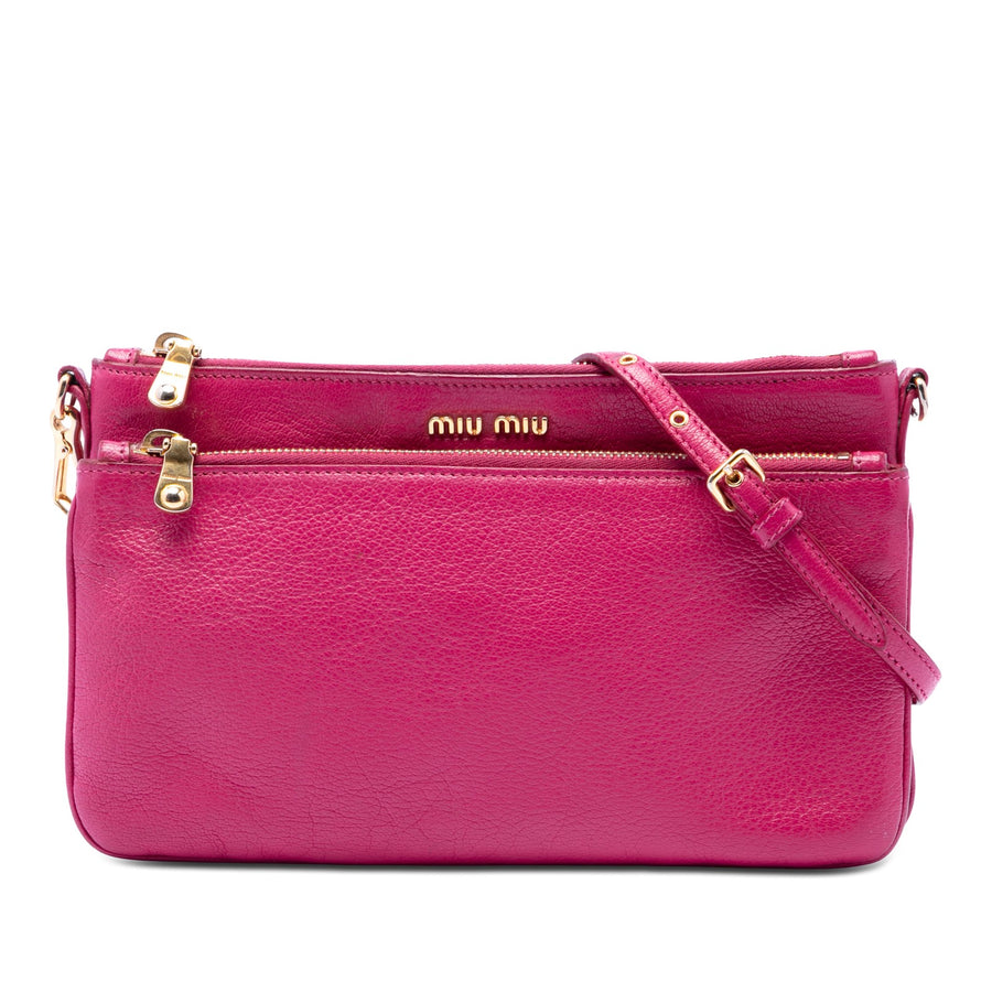 Miu Goatskin Madras Double Zip
