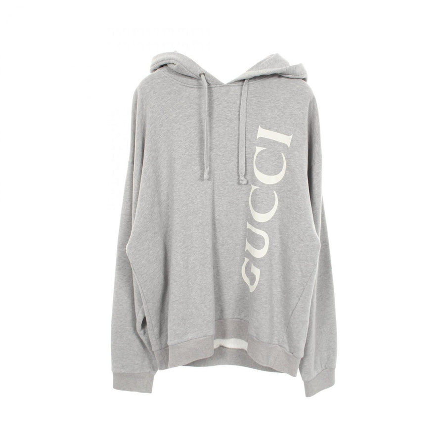 Gucci Logo Print Hoodie Cotton Gray #L
